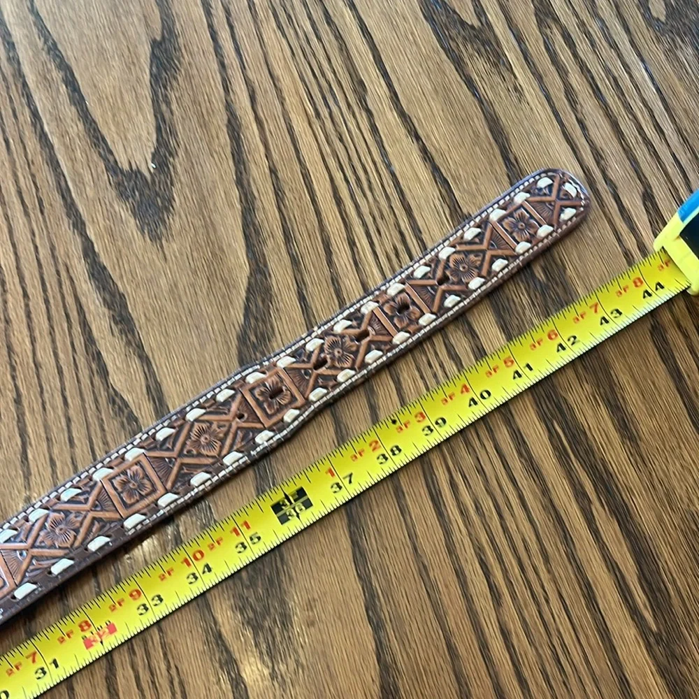 “Bruce” Brown Leather Belt with Intricate Design